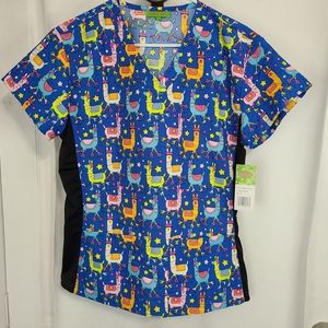 (777) Greentown Woman's Hospital Work Scrubs, Size: Small Color: Blue (Lamas)